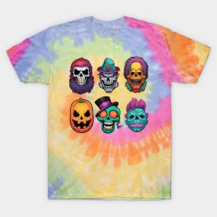 Scary Halloween Faces, Skulls and Pumpkins T-Shirt